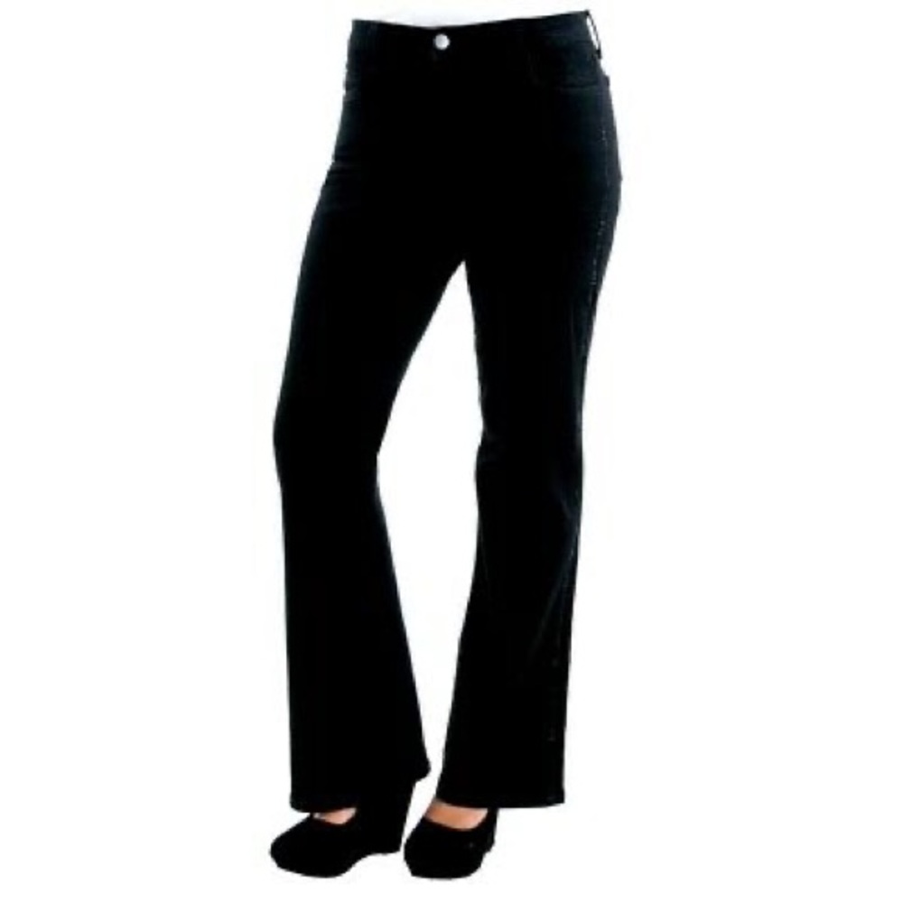 NYDJ Black Jeans Rhinestone Sides Boot Cut Size 12.
